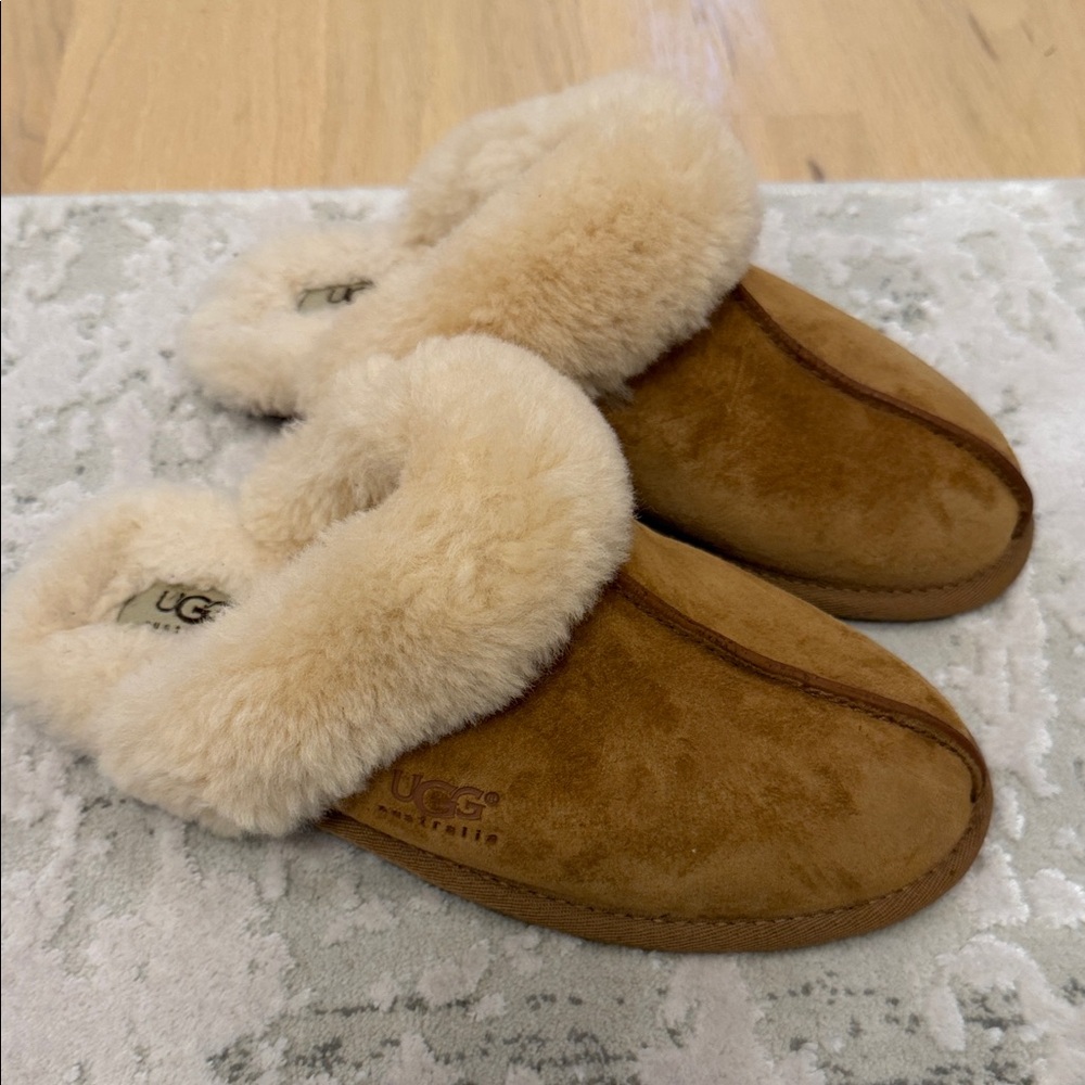 UGG Tan Shearling Slip-Ons